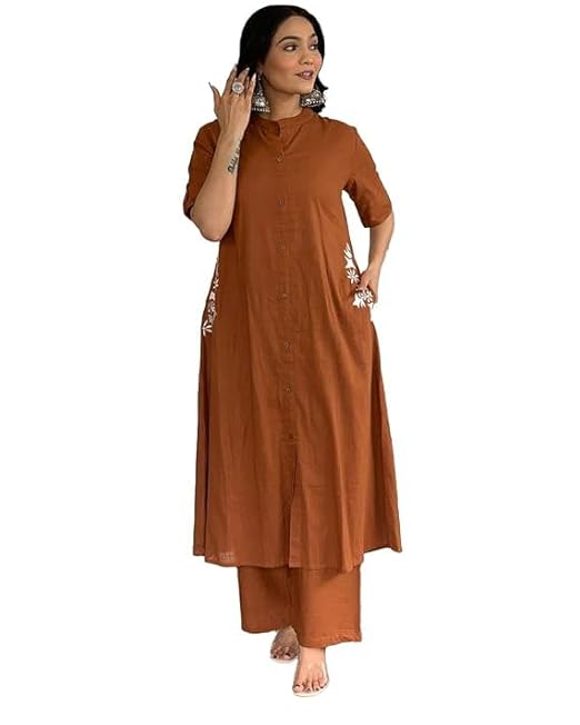 DISOLVE Women Solid Color Casual Long Sleeve Top and Pant Co-ord Set with Pocket | Kurta Set for Women-TRENDDIVE