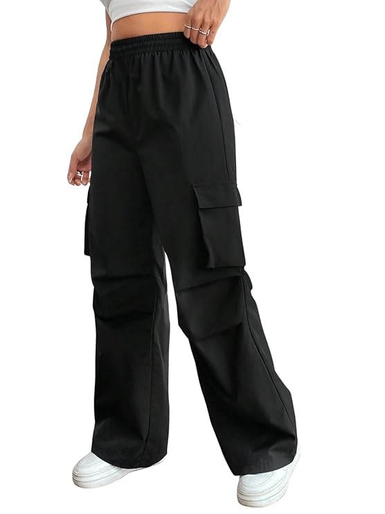 GRECIILOOKS Women's Loose Low Rise Cotton Solid Side Pockets trousers-TRENDDIVE