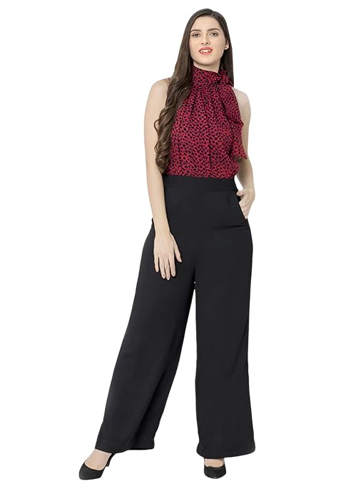 Dream Design Women's Jumpsuit High Neck Knotted-TRENDDIVE