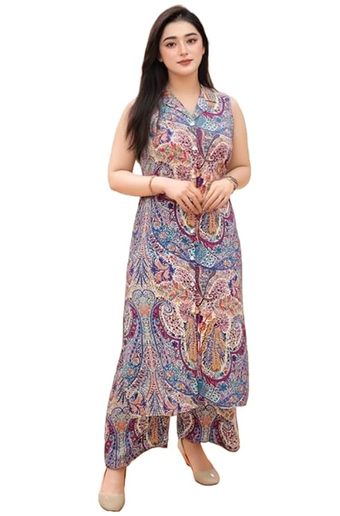 ANNI DESIGNER Women's Rayon Viscose A-Line Printed Kurta with Palazzo-TRENDDIVE