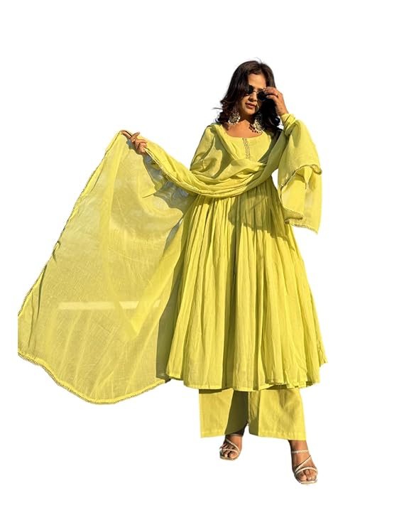 Abhilasha Stylish Pure Cotton Anarkali Suit for Women-TRENDDIVE
