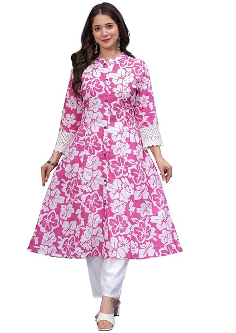 rytras Women's Cotton A-Line Kurta Sets-TRENDDIVE