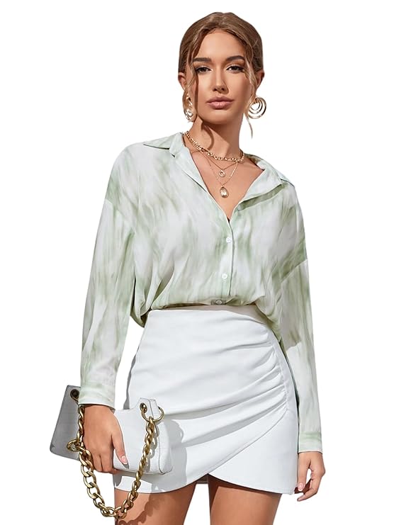 GRECIILOOKS Shirts for Women – Korean Style Long Sleeve Oversized Button Down-TRENDDIVE