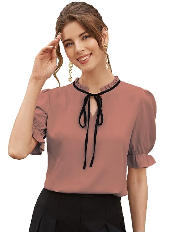 itshe V-Neck Office Casual Stylish Western Formal Regular Fit Half Sleeve Top-Trenddive