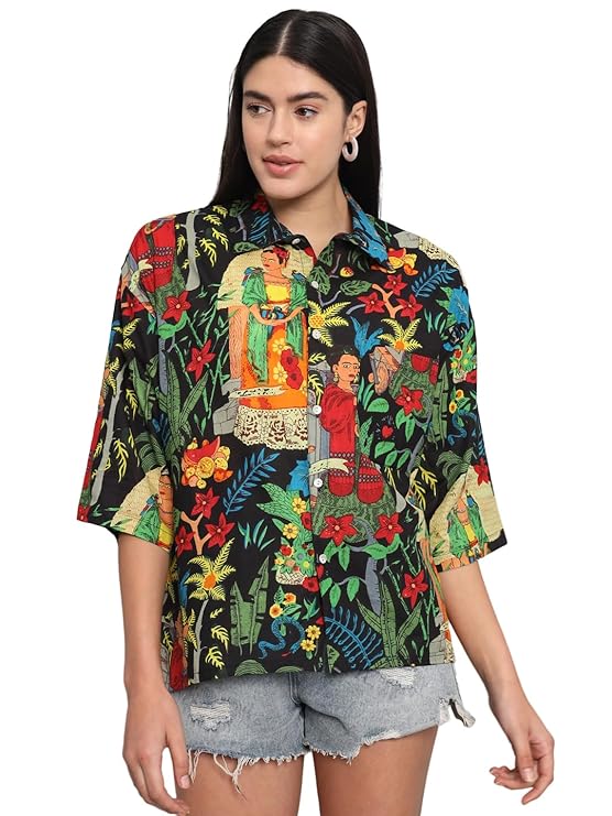 Ravaiyaa - Attitude is everything Women 100% Cotton Printed Oversized Loose Fit shirt-TRENDDIVE