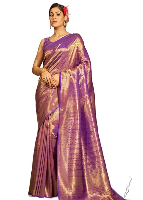 SWORNOF Womens Kanjivaram Banarasi Silk Saree Kanchipuram Patola saree-TRENDDIVE
