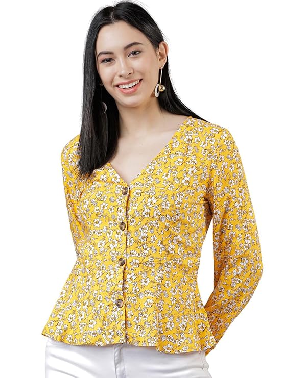 rytras Women's Floral Printed Rayon Regular Fit Top, Women's Tops-TRENDDIVE