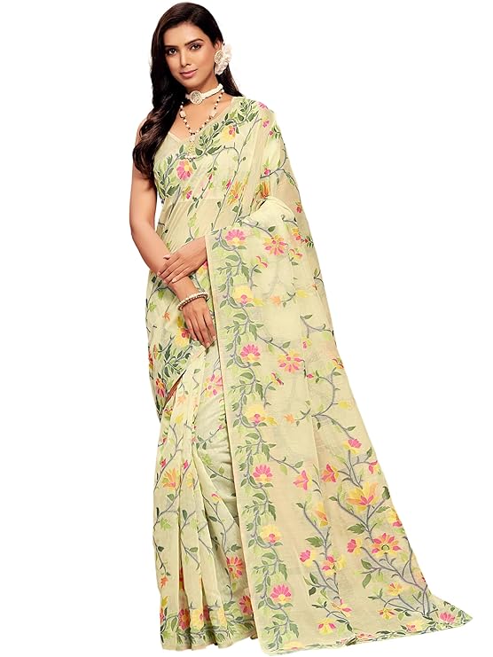 EthnicJunction Women's Pure Cotton Woven Saree-TRENDDIVE