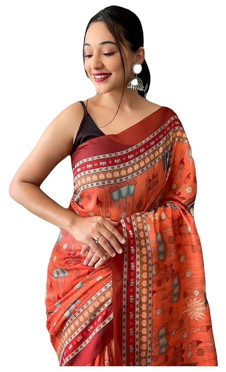 Sidhidata Women's Printed Chanderi Cotton Saree-TRENDDIVE