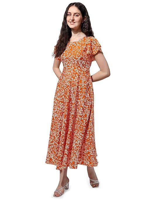 OOMPH! Crepe Maxi Dress for Women-TrendDive