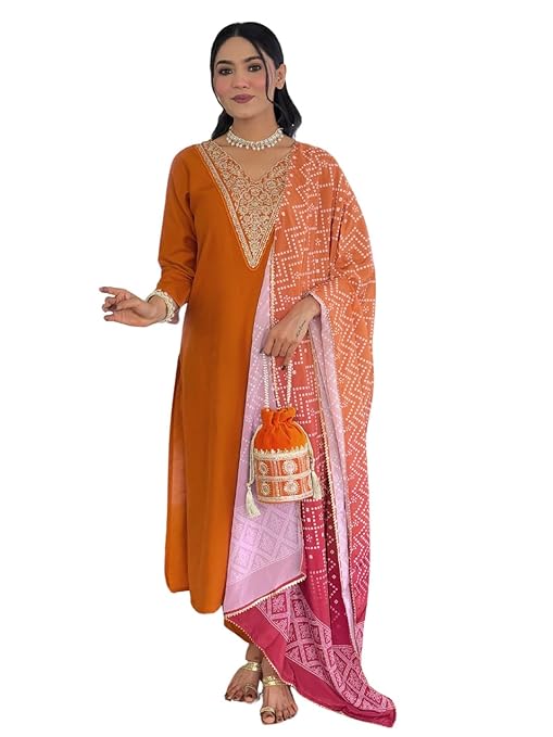 Naixa Rayon Embroidered Straight Women's suit's-TRENDDIVE