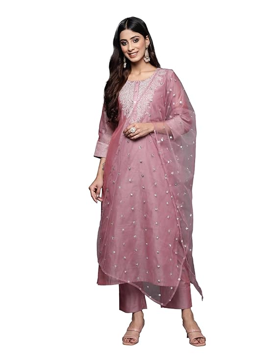 Varanga Purple Zari Embroidered A-Line Women's suit's