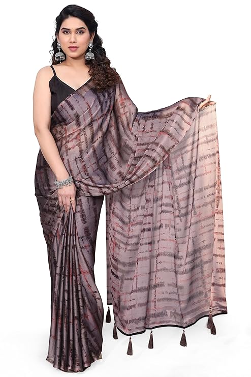MIRCHI FASHION Women's Chiffon Shibori Printed Saree with Blouse- TRENDDIVE