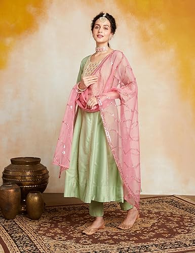 Amazon Brand - Myx Women's Embroidered Anarkali Suits-TRENDDIVE