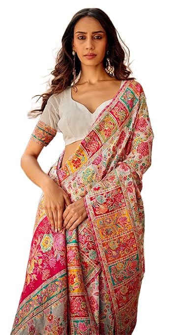 SWORNOF Women's kanjivaram banarasi silk saree with Blouse-TRENDDIVE