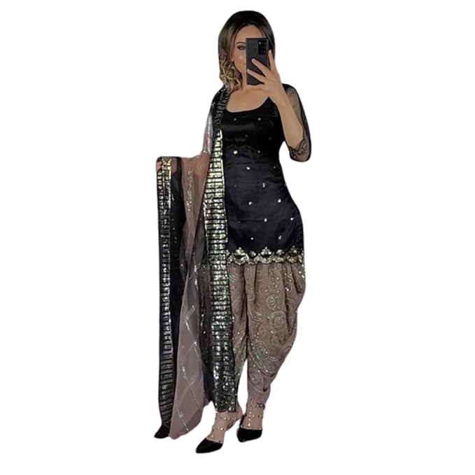 SHAFNUFAB Womens Net Semi Stitched dhoti suit for women Ladies use dhoti suit for women wedding For Emboirdery dhoti suits for women-TRENDDIVE