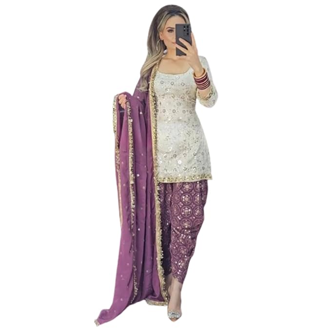 SHAFNUFAB Womens Net Stitcheded Dhoti Suit-TRENDDIVE