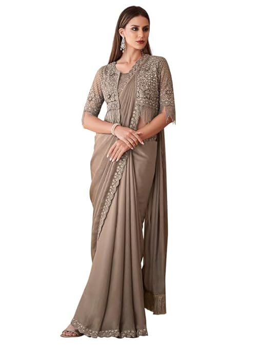 AKHILAM Women's Georgette Embellished-TRENDDIVE