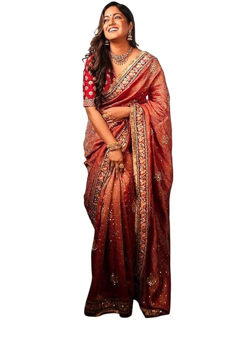 JULEE Women's Twill Net Embroidred Saree-TRENDDIVE