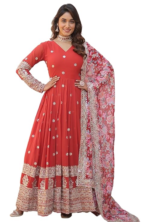 Fashion Basket Georgette Embroidered Anarkali-TRENDDIVE