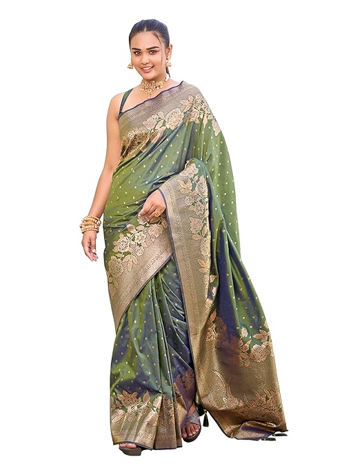 MANOHARI Women's Trendy Banarasi Woven Saree-TRENDDIVE