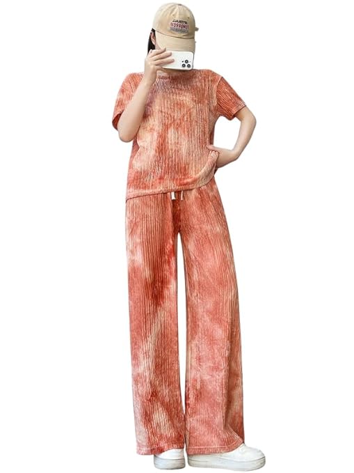 SMOWKLY Women’s Tie-Dye Pajama Set-TRENDDIVE